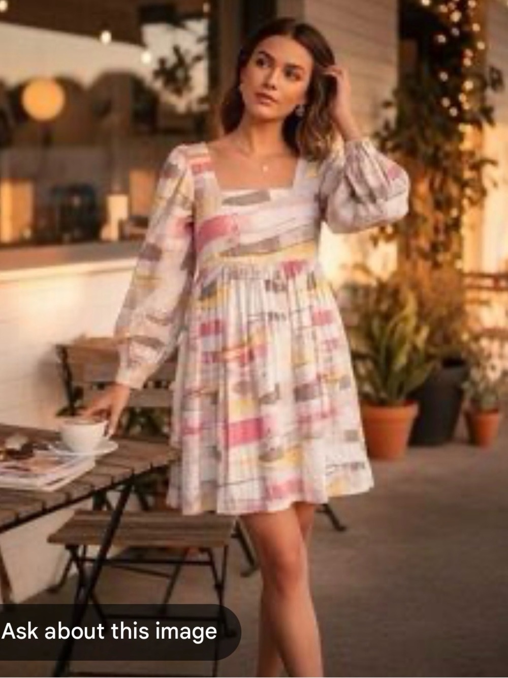 Moon River Pink Yellow Square Neck Baby Doll Mini Dress Fairy Barbie Women’s L